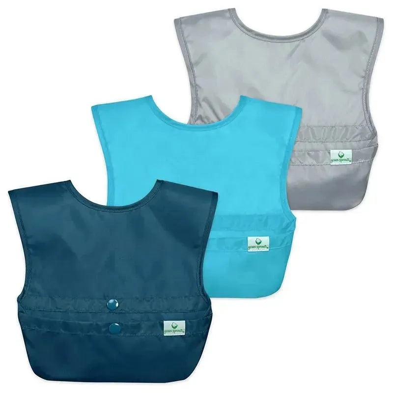 Green Sprouts Snap & Go Easy-Wear Bib 3-Pack Set, Blue & Grey Set