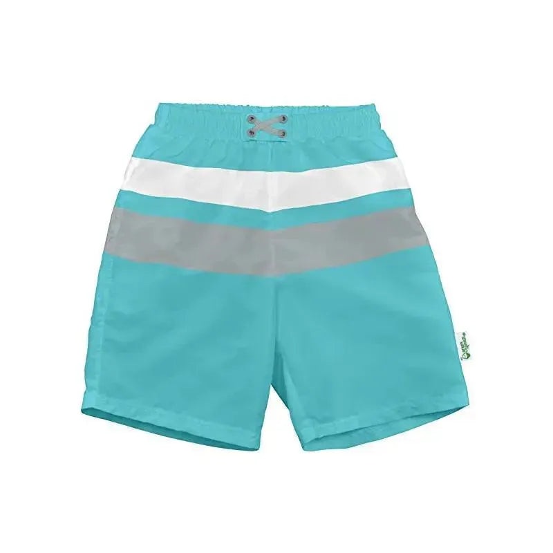 Iplay – Color Block Trunks With Built-In Reusable Absorbent Swim Diaper, Aqua Gray