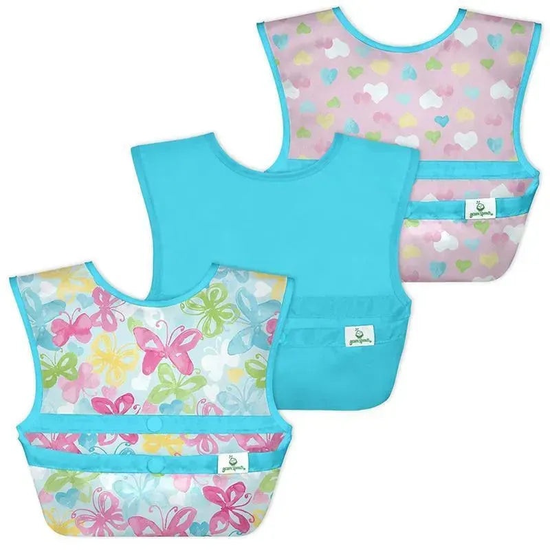 Iplay – Snap & Go Easy-Wear Bibs (3Pk), Aqua Watercolor Butterflies, 9/18 Months