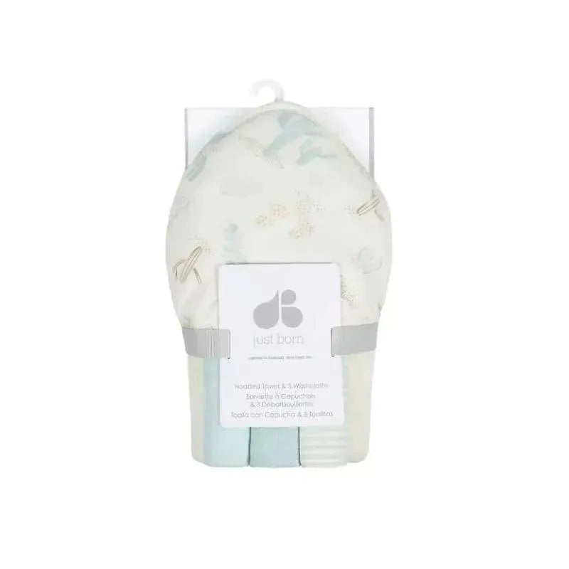 Just Born – 4Pk Hooded Bath Towel & Washcloths Set, Desert Cactus