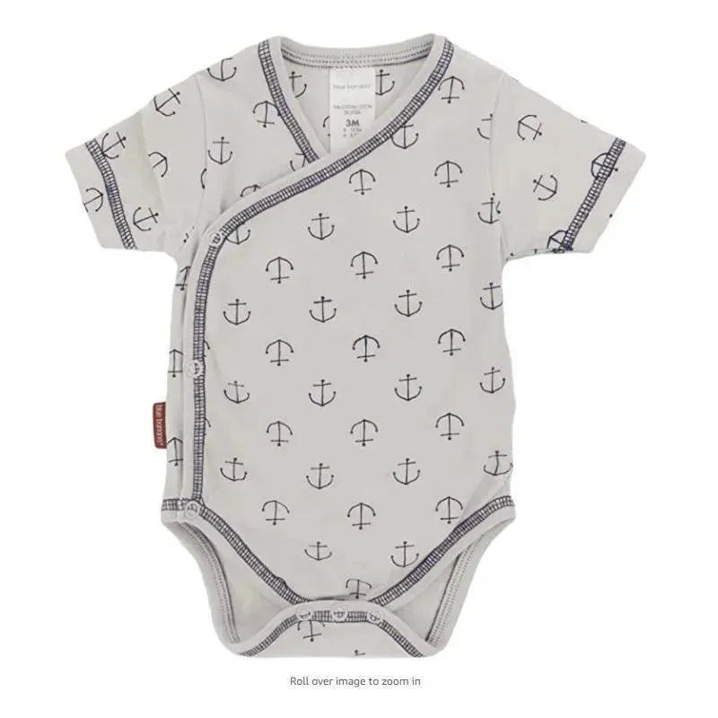 Kushies St Tropez Boy Wrap Body Suit Grey – Preemie | Baby Bodysuit
