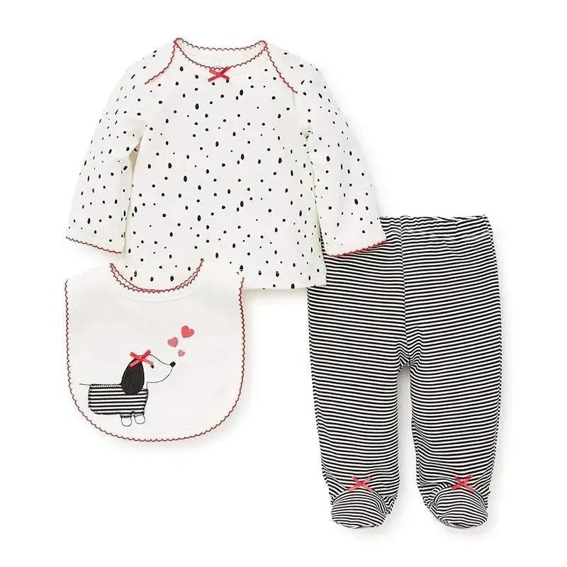 Little Me Dalmatian Lap Shoulder Dot Bib Set Black