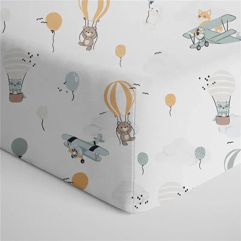 Living Textiles – 100% Cotton Jersey Crib Fitted Sheet, Up and Up Away