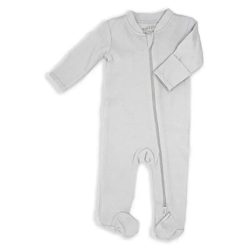 Rose Textiles – Baby Nuetral Grey Solid Mitted Cuff Sleepers Preemie