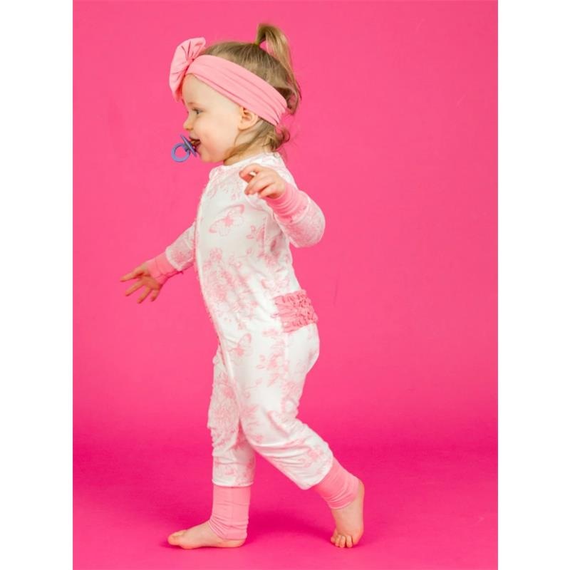 Rufflebutts – Ruffle One Piece Convertible Pajamas, Bubblegum Pink
