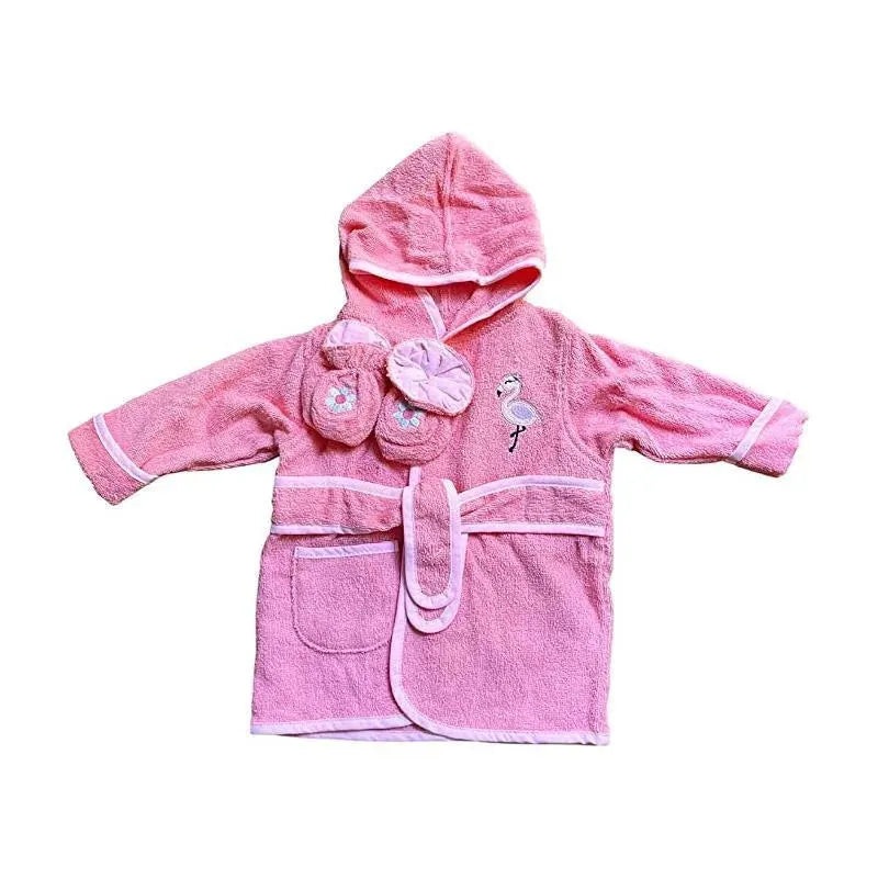 Spasilk – Hooded Terry Bathrobe Flamingo with Booties