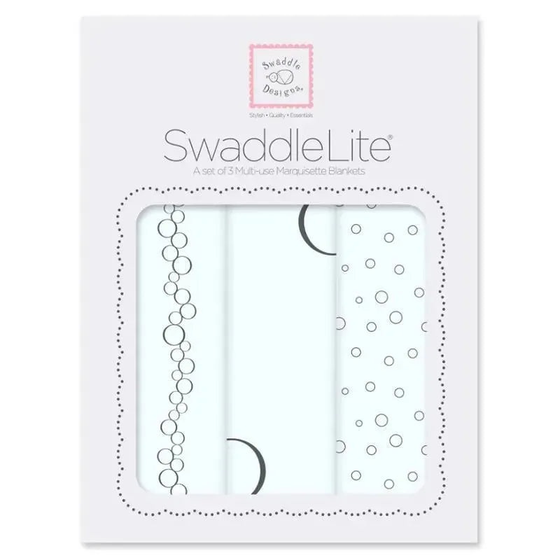 Swaddle Designs – 3Pk Bubbly Soft Blue, Marquisette Swaddles