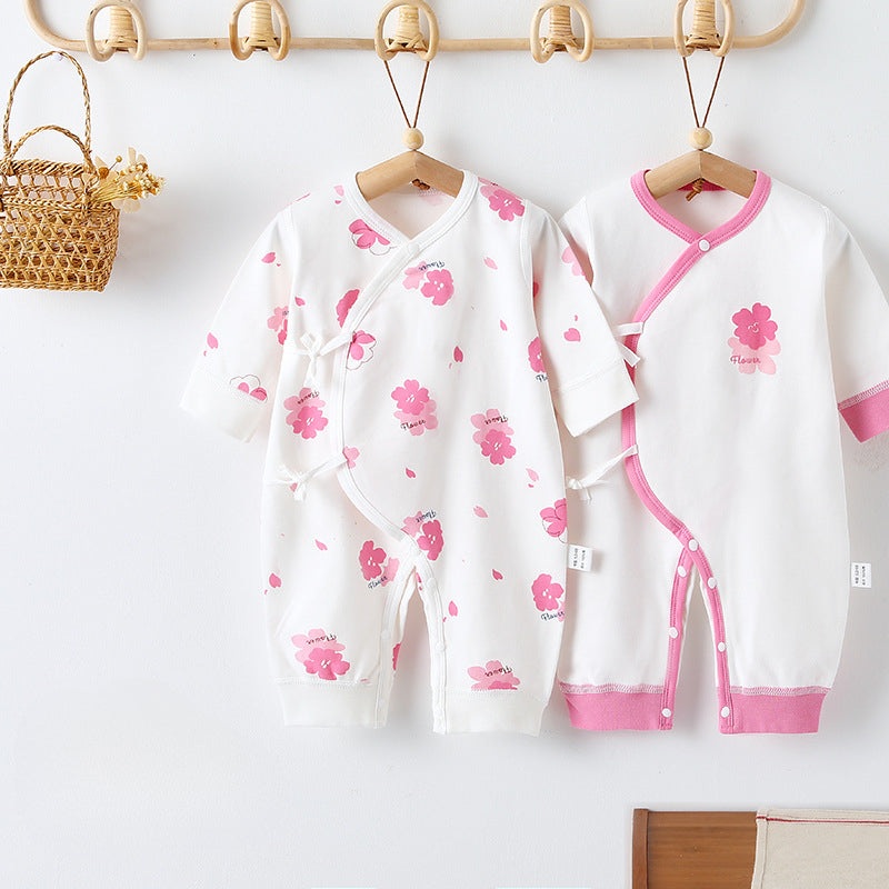 [2-Piece Set] 100% Cotton Long Sleeve Romper – Sakura Sakura NB