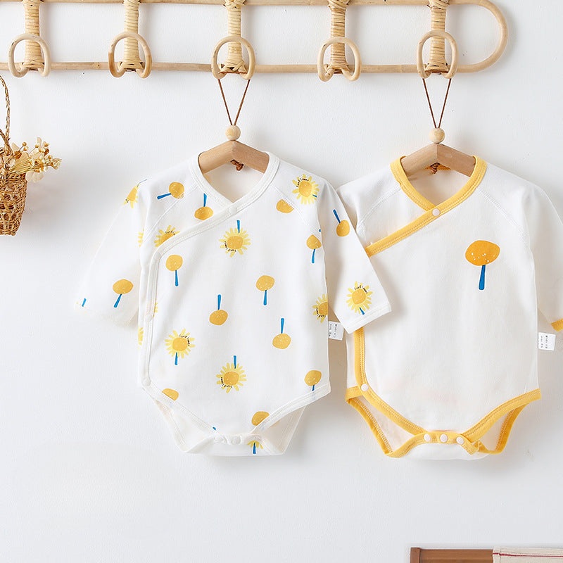 [2-Pieces Set] 100% Cotton Long Sleeve Bodysuit- Sunflower Sunflower 0-3 M