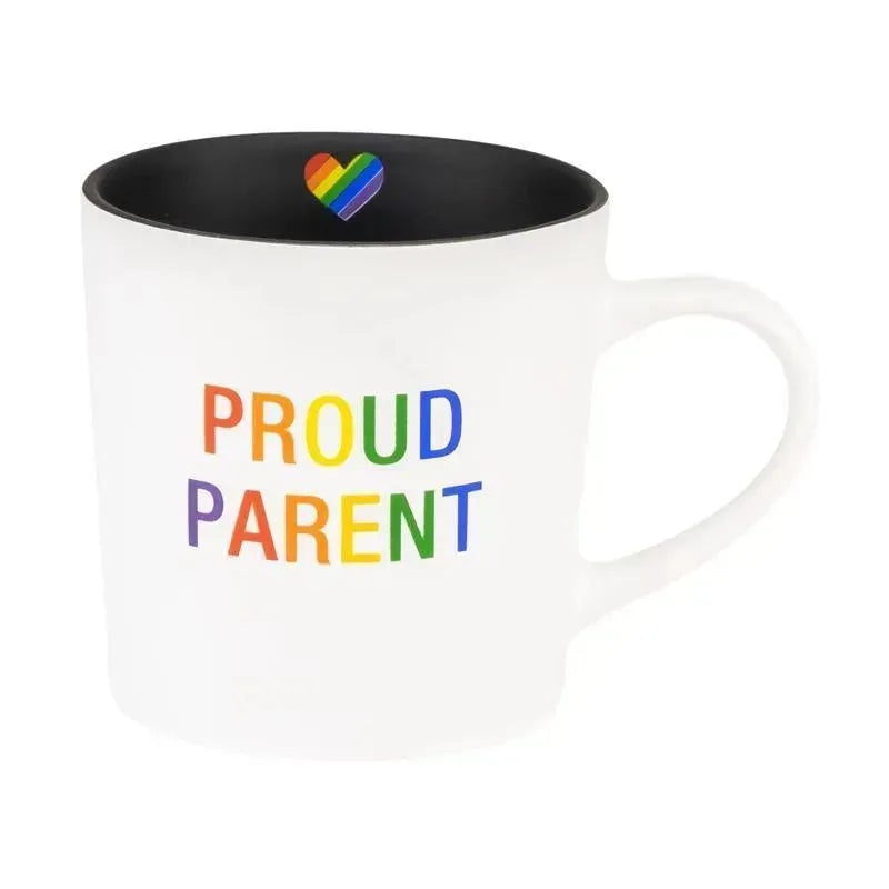 About Face Designs Proud Parent Mug, White Rainbow