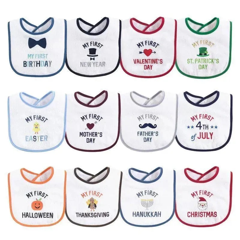 Baby Vision – 12Pk Fiber Filled Holiday Bibs One Size Holiday
