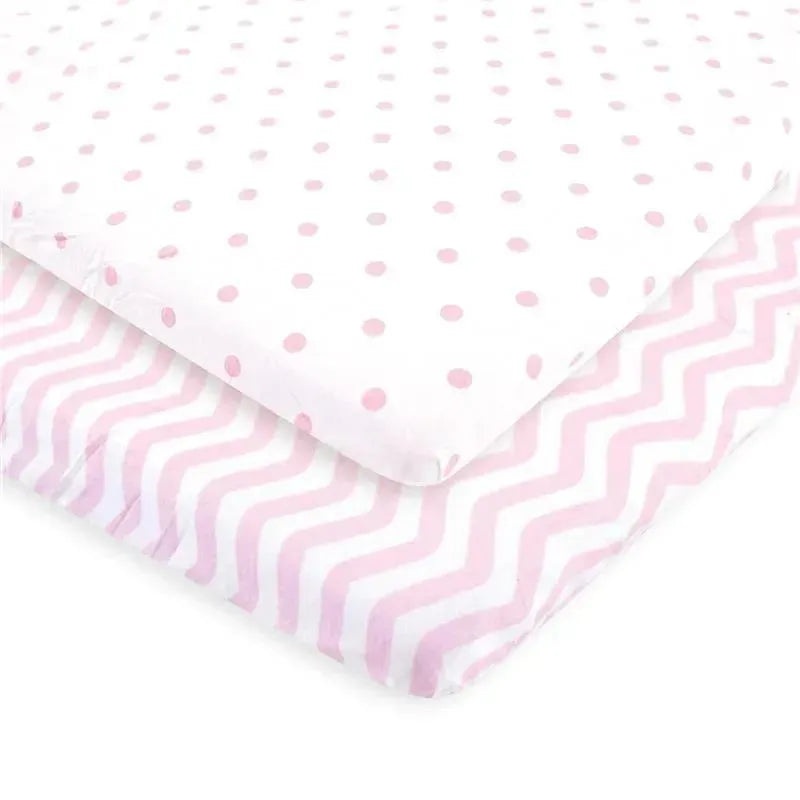 Baby Vision – Luvable Friends Unisex Baby Fitted Playard Sheet, Pink Chevron Dot
