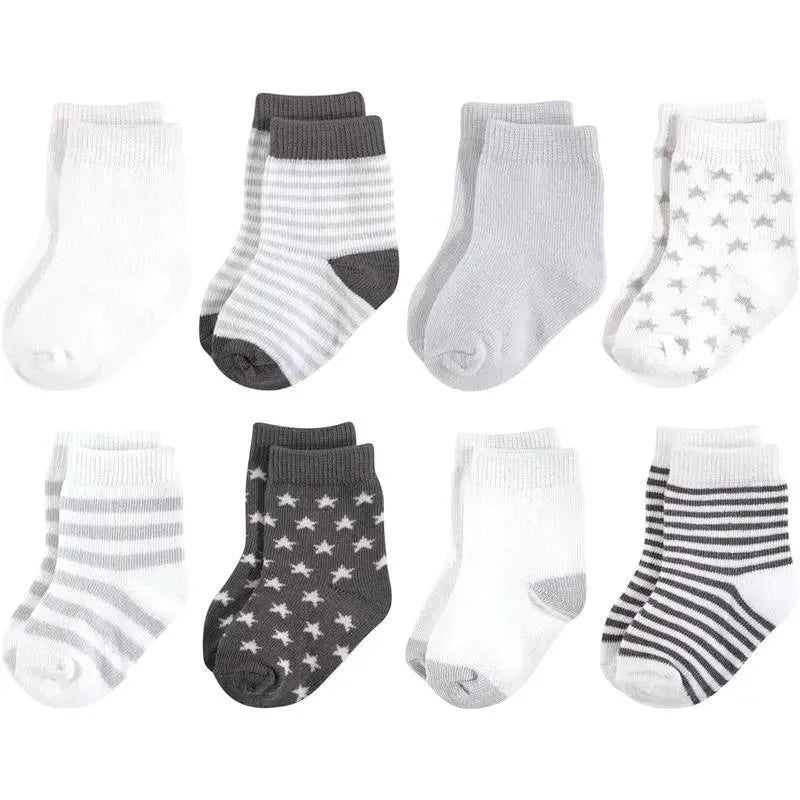 Baby Vision – Touched by Nature Unisex Baby Organic Cotton Socks, Charcoal Stars, 6-12M, 8Pk