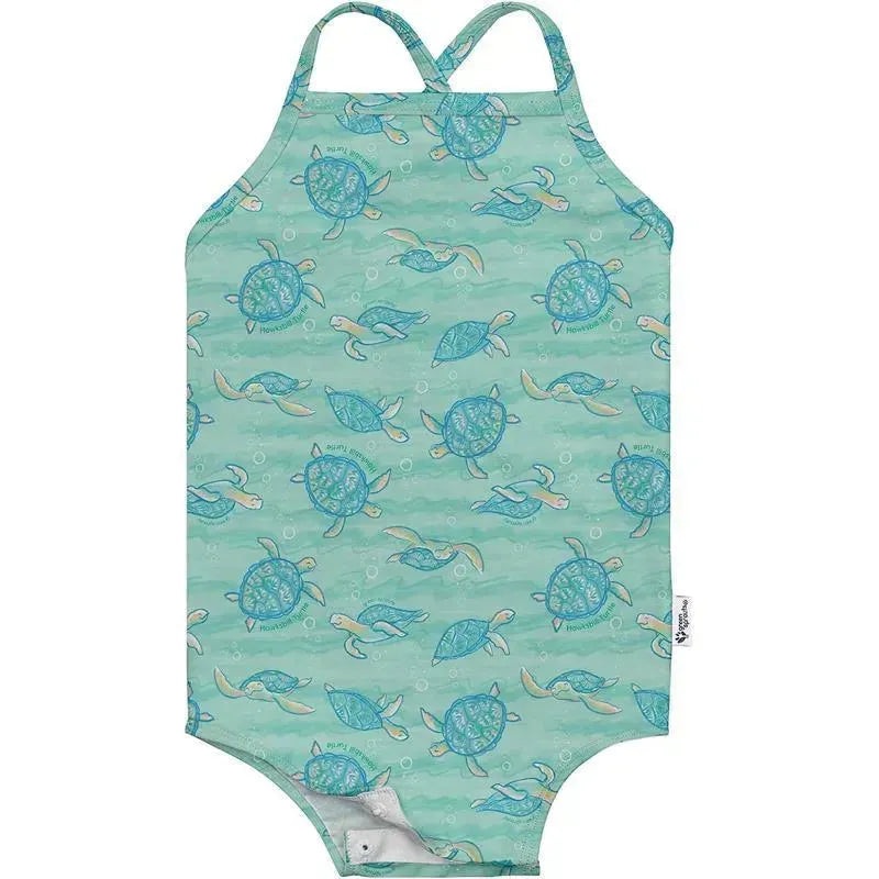 Green Sprouts – Baby Girl’s Easy-Change Eco Swimsuit, Seafoam Hawksbill Turtle