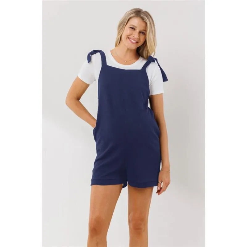 Hello Miz – Tie Shoulder Sleeveless Maternity Romper
