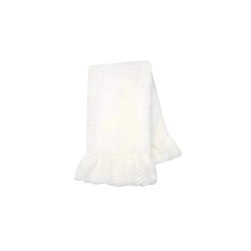Lambs & Ivy Lux Minky Ruffled Baby Blanket, White