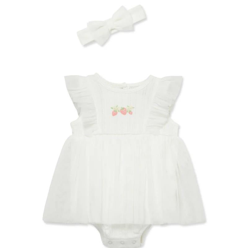 Little Me – Baby Girl Strawberry Popover, Ivory