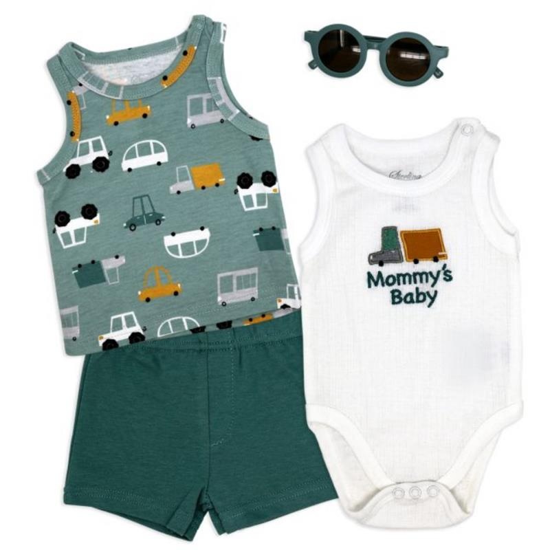 Rose Textiles – 4Pk Baby Boys Short Set, Mommy’s Baby Cars
