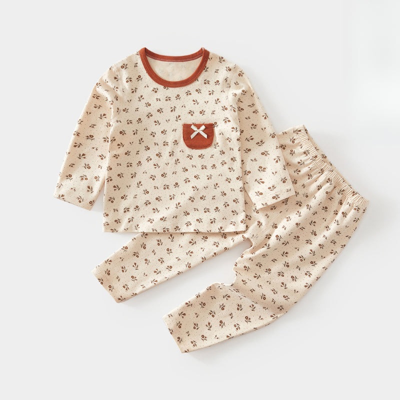 100% Cotton Long Sleeve Top & Pants Set – Red Florals Red Florals 12-24 M