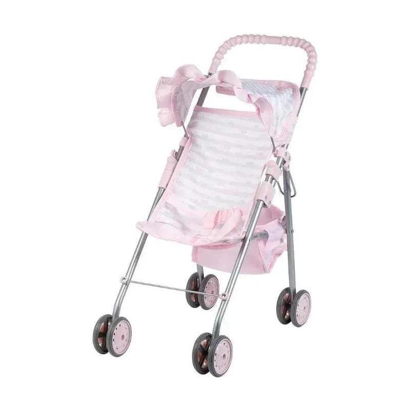 Adora – Pastel Pink Heart Baby Doll Stroller with Umbrella Shade & Ruffle Trim