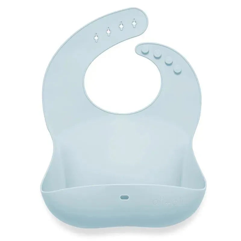 Ali + Oli – Silicone Baby Bib Roll Up & Stay Closed, Sky