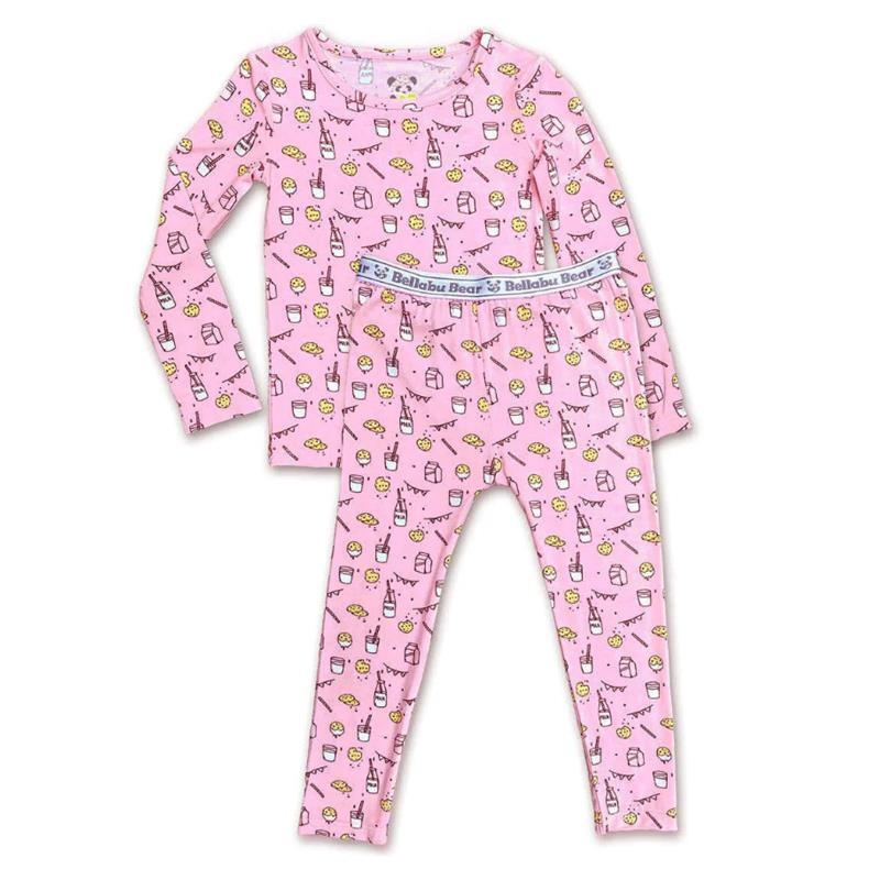 Bellabu Bear – Milk And Cookies Pink Kids Bamboo Pajamas, 18-24M