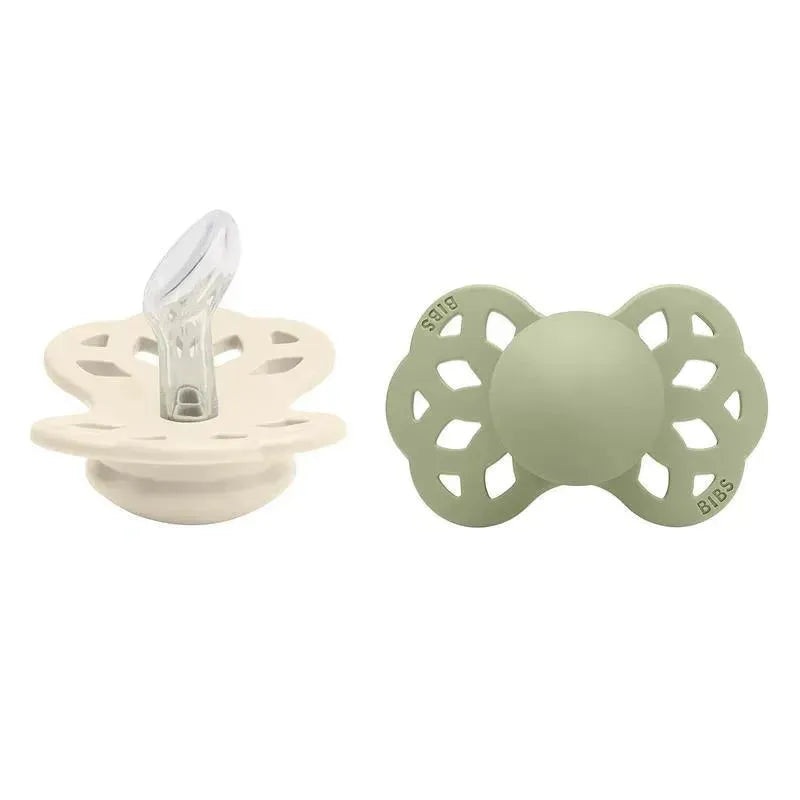 BIBS – 2Pk Ivory/Sage Infinity Anatomical Pacifier, 0/6M