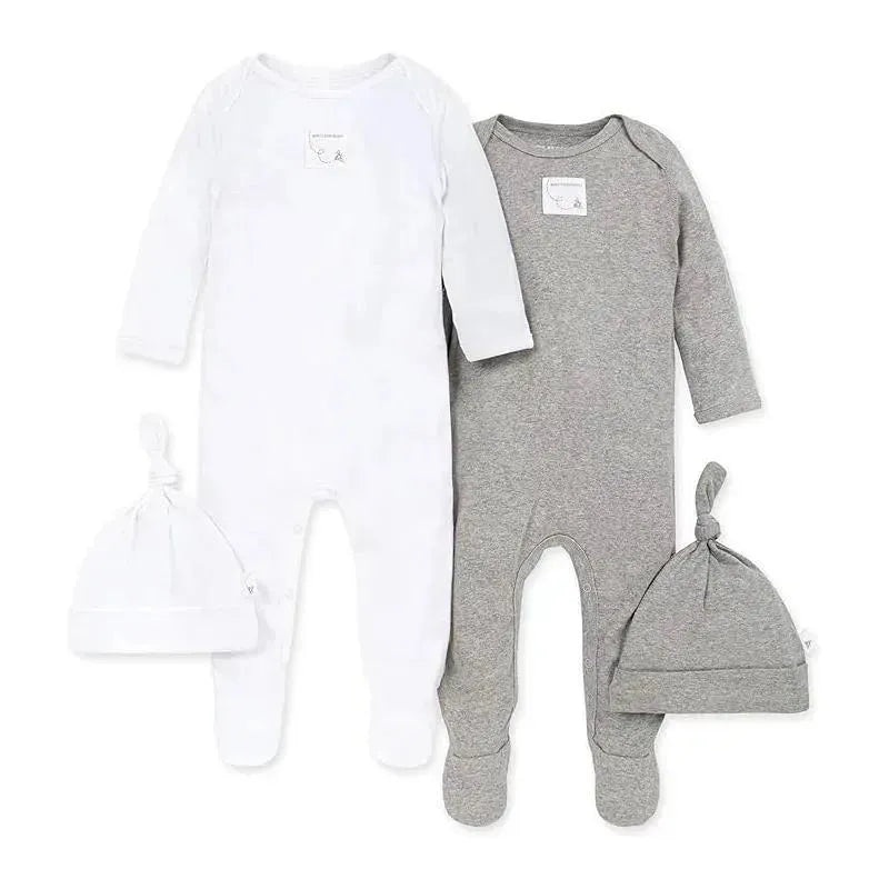 Burts Bees – 2Pk Coveralls & Knot Top Hats, Heather Grey