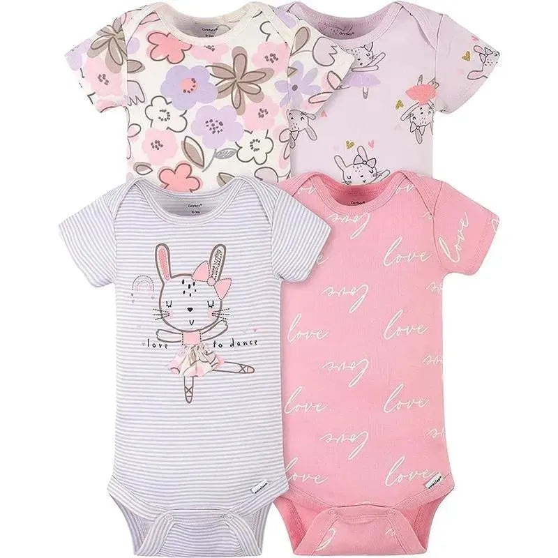 Gerber – 4Pk Baby Short Sleeve Onesies – Bunny Ballerina