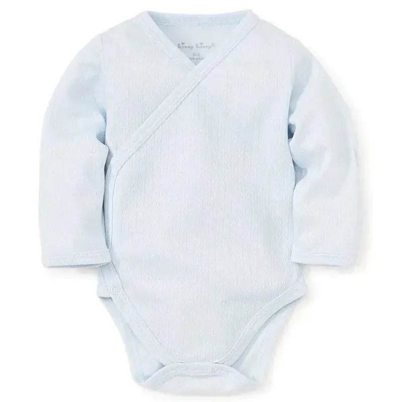 Kissy Kissy – Baby Boy Pointelle Long Sleeve Cross Bodysuit, Light Blue