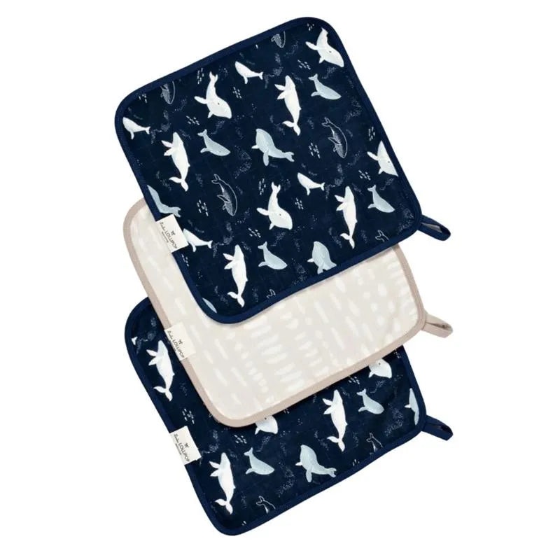 Loulou Lollipop – Washcloth Set – 3Pk, Blue Whales