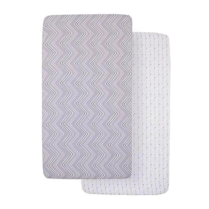 Nojo – 2Pk Little Love Grey & White Chevron Fitted Crib Sheet Set