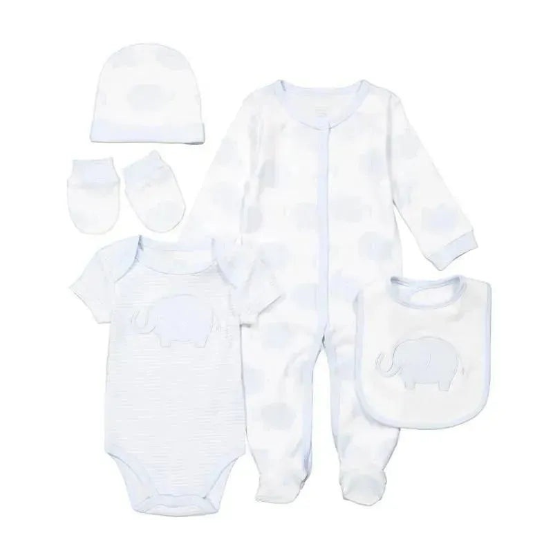 Rose Textiles – 5Pk Baby Boys Blue Elephant Set