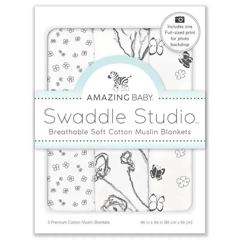 Swaddle Designs – 3Pk Muslin Swaddle Blankets, Loved Floral