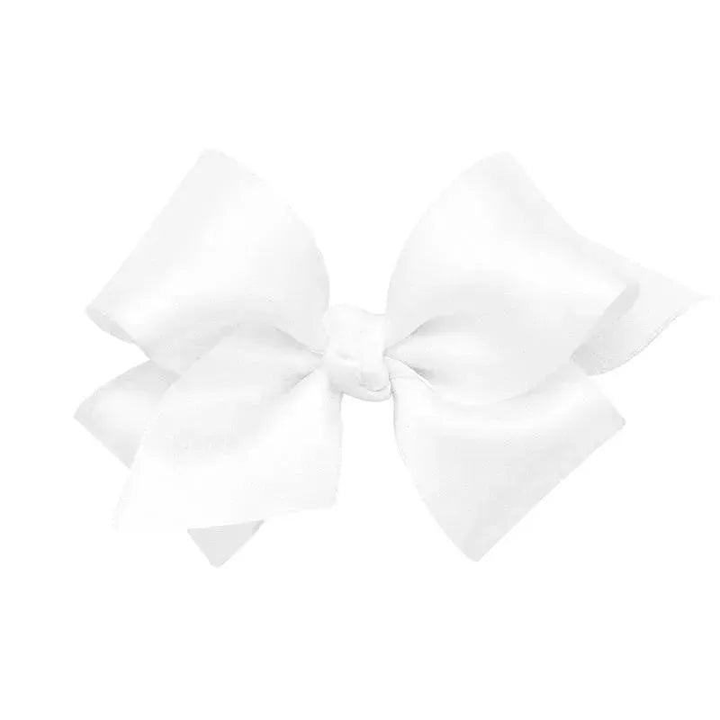 Wee Ones – Girls’ Classic French Satin Hair Bow on a WeeStay Clip, Baby, White