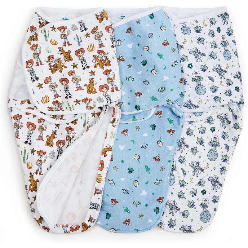 Aden + Anais – 3Pk Essentials Easy Swaddle Wrap Quick Change with Bottom Zipper, Toy Story