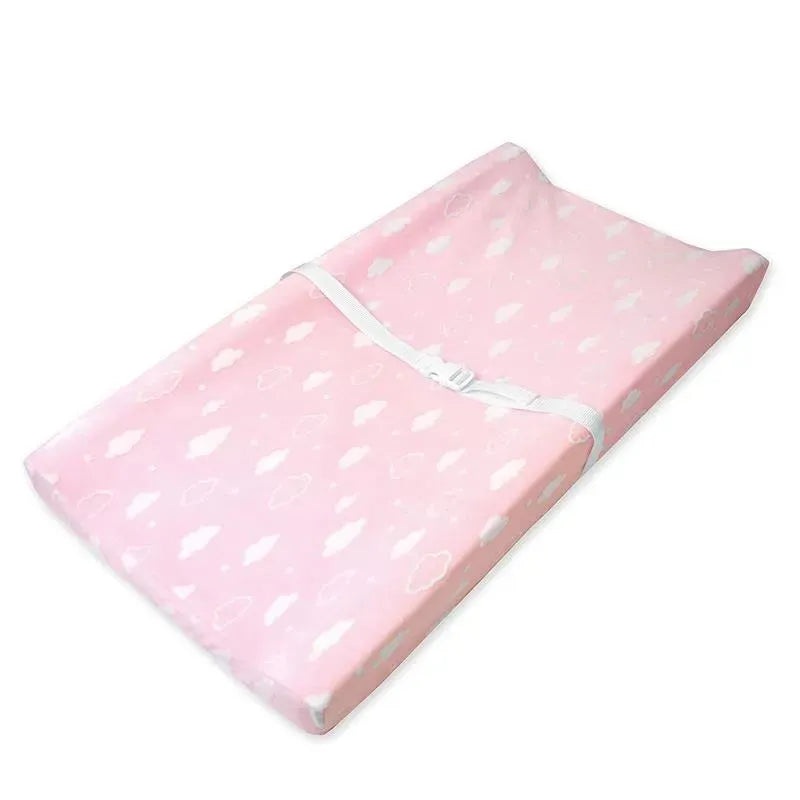 American Baby – Heavenly Soft Chenille Contoured Changing Pad Cover 17 X 35 X 5, Pink Clouds