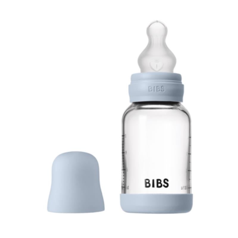 Bibs – Baby 4Oz Silicone Glass Bottle With Bumper Baby Blue