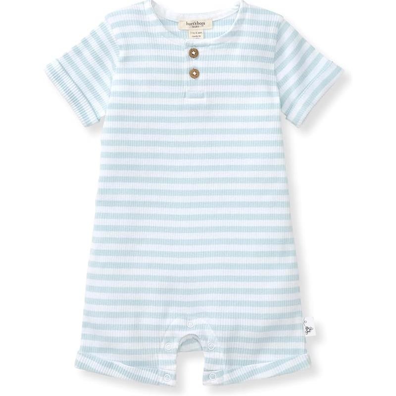 Burts Bees – Baby Boy Rib Stripe Romper, Ocean