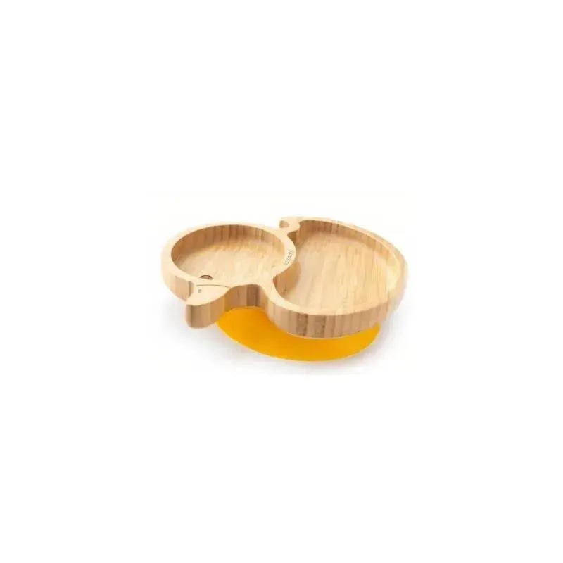 Eco Rascals Bamboo Suction Plate With Two Sections Duck, Yellow
