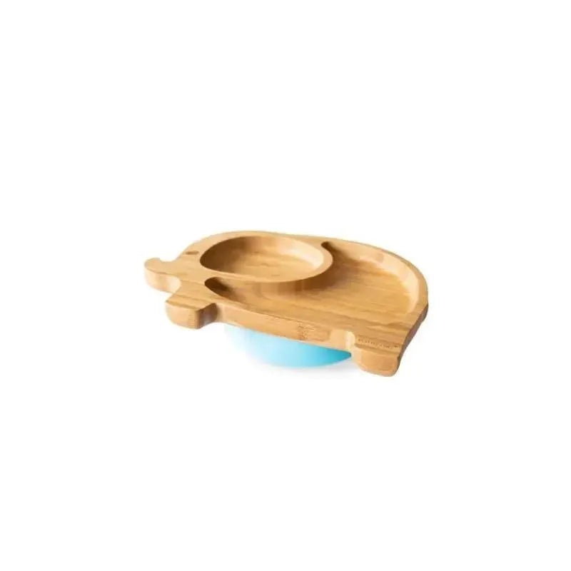 Eco Rascals Bamboo Suction Plate With Two Sections Elephant, Blue