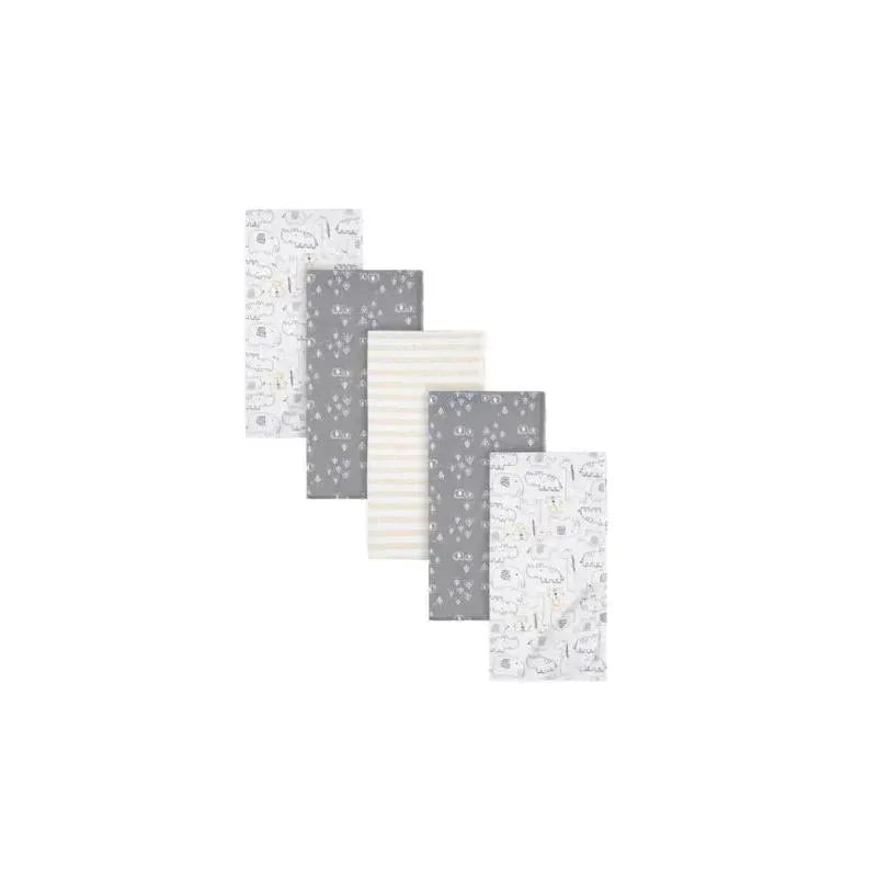 Gerber 5 Pack Baby Boy Safari Flannel Receiving Blankets