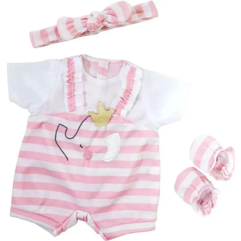 JC Toys – Berenguer Boutique Baby Doll Outfit, Pink Stripes and White Overall Shorts, Ages 2+