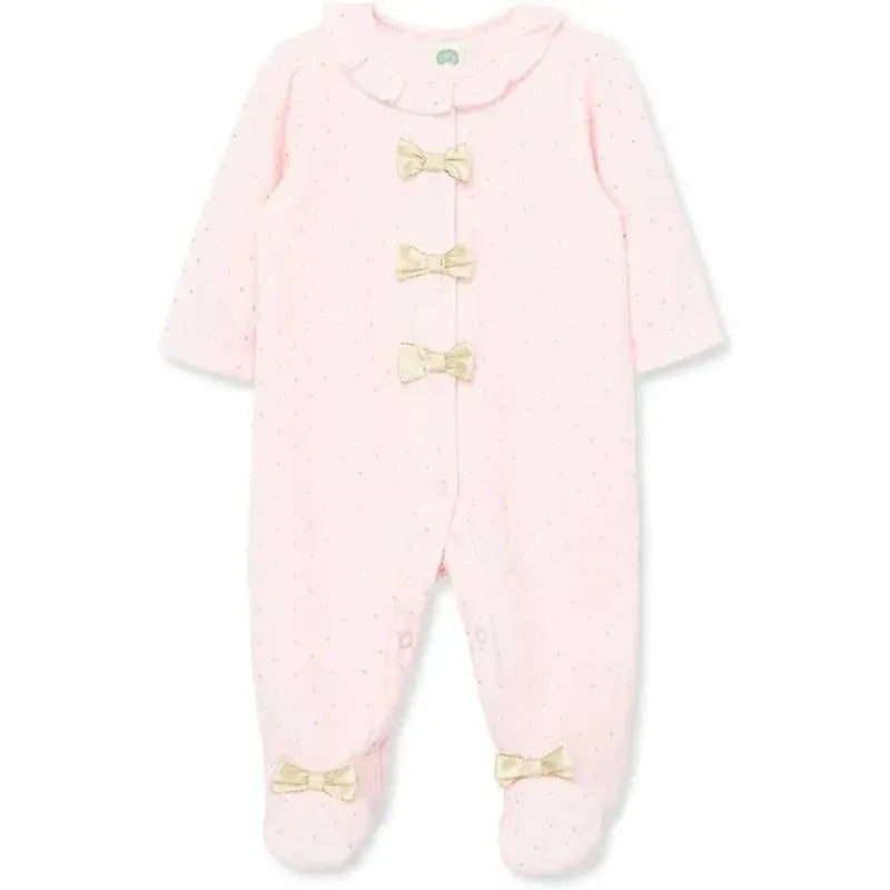 Little Me – Gold Dot Footie, Pink