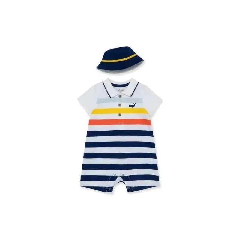 Little Me Striped Whale Romper – Blue