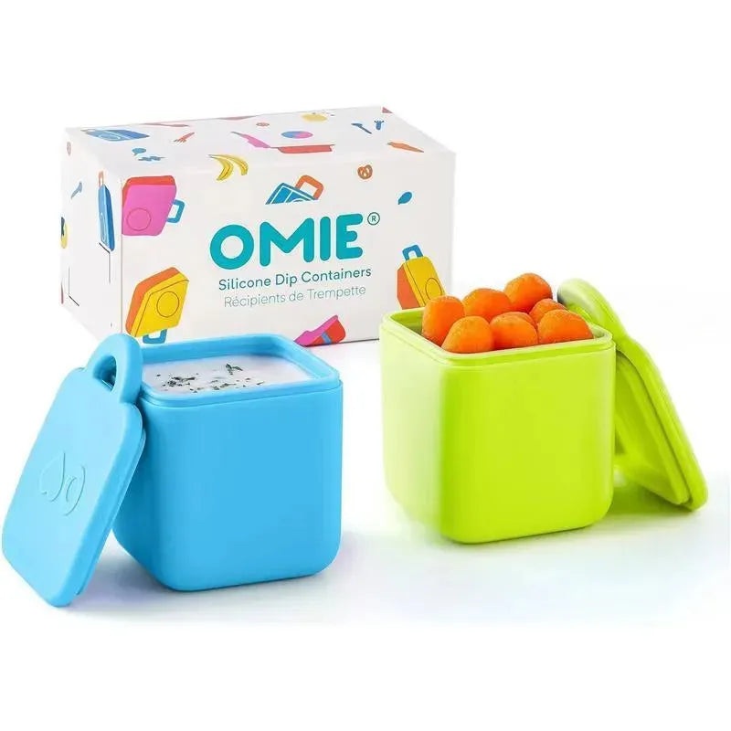 OmieBox – 2Pk Leakproof Dips Containers To Go, Blue/Lime