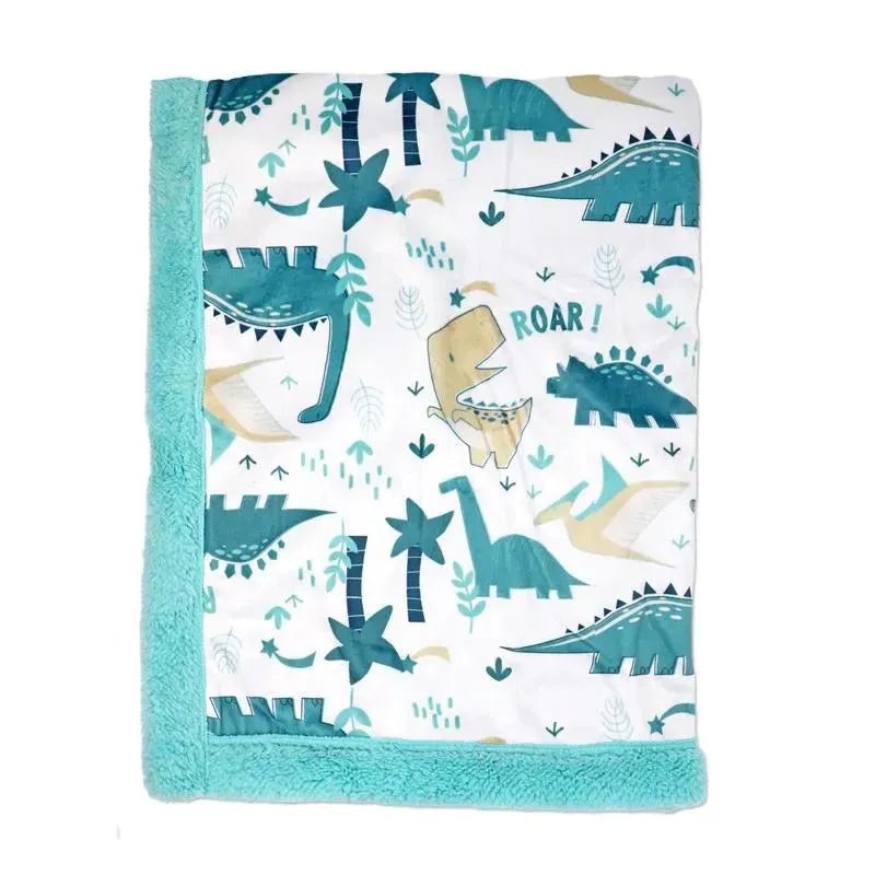 Rose Textiles – 2 Layer Mink Blanket, Teal Dino