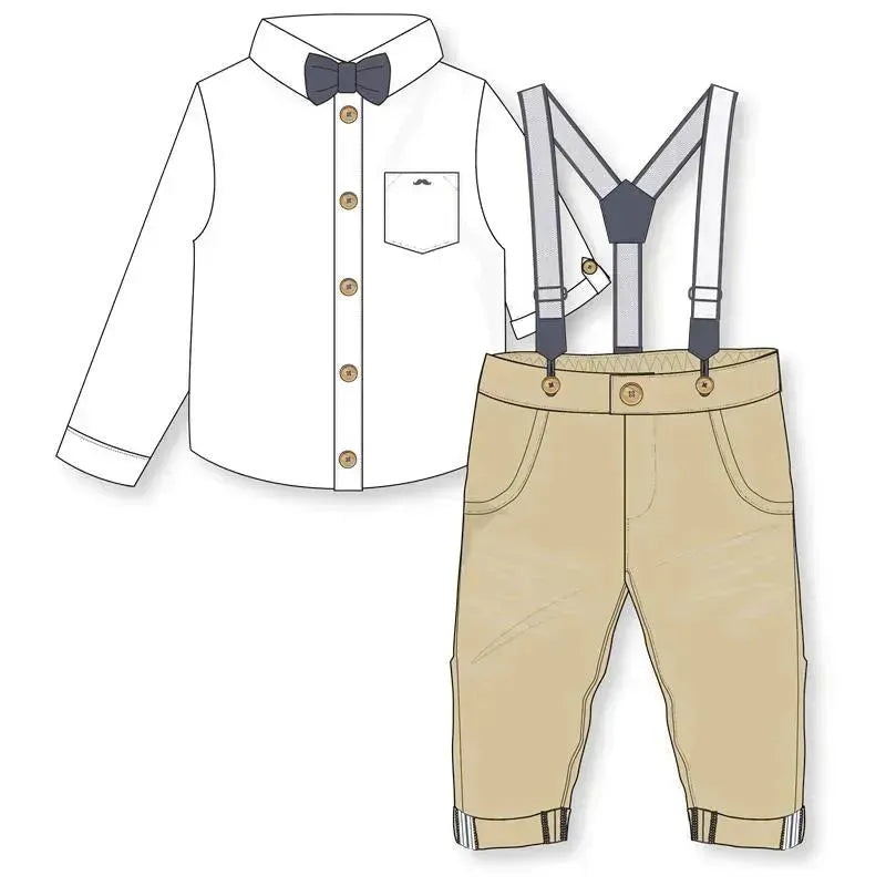 Rose Textiles – Boys Suspender Bowtie Set, Brown