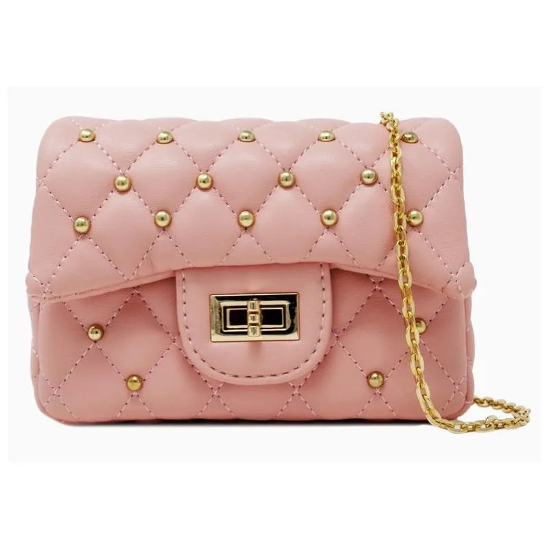 Tiny Treats – Classic Quilted Stud Mini Bag, Pink