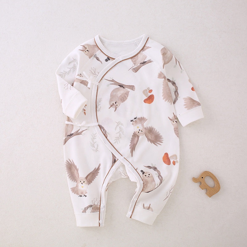 100% Cotton Long Sleeve Romper – Owl owl NB